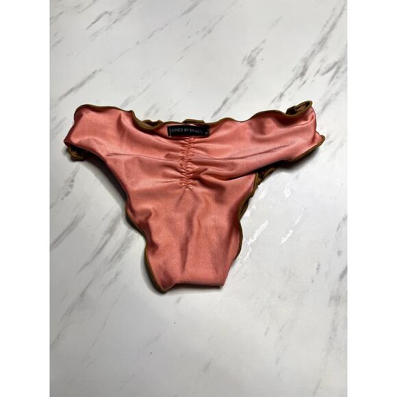 Bodied By Brazil Reversible Pink Brown Swim Bottom Scrunch Butt Brazilian Cheeky - Picture 2 of 7